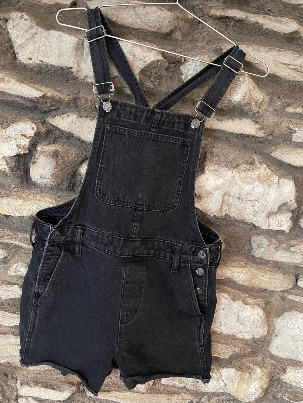 Madewell Black Denim Short Overalls